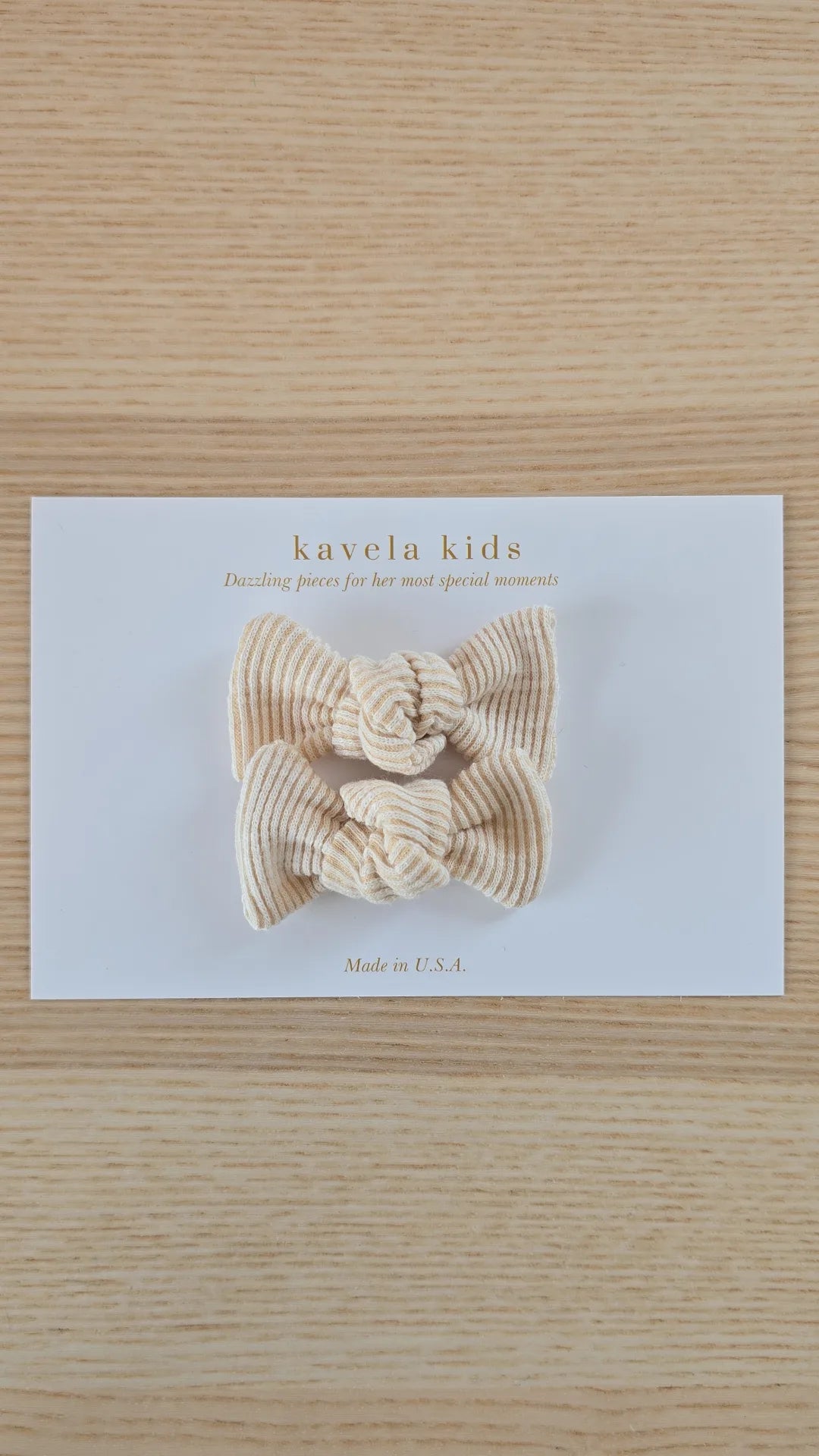 Beige Cream | Knotted pigtail set bows | Nylon Headband Bow