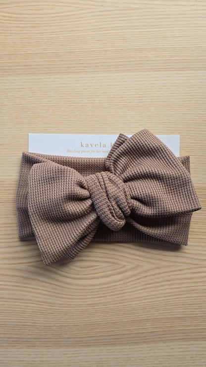 Coffee waffle | Oversized Headband Bow