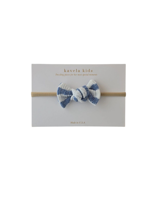 Blue stripes Bow | Nude or White Nylon Headband