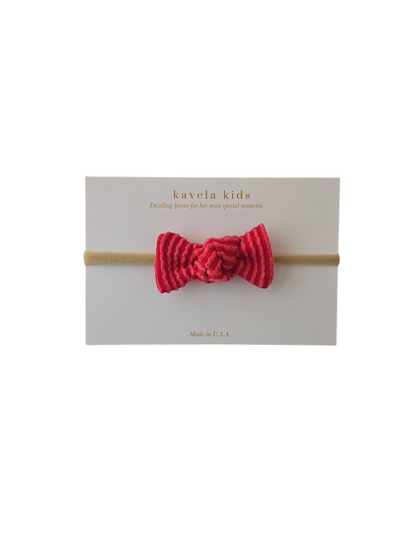 Red Wavy Bow | Nude or White Nylon headband
