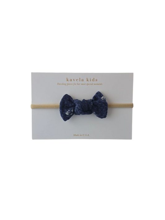 Dark Blue waffle Bow| Nude or white Nylon headband