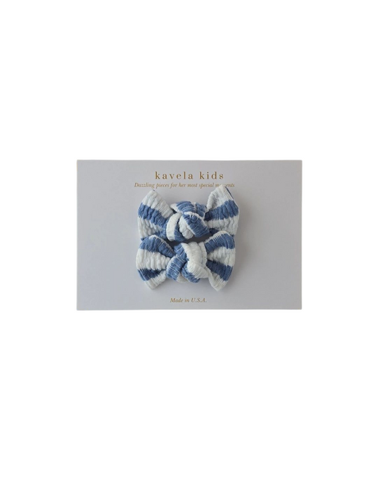 Blue Stripes Bows | set of 2