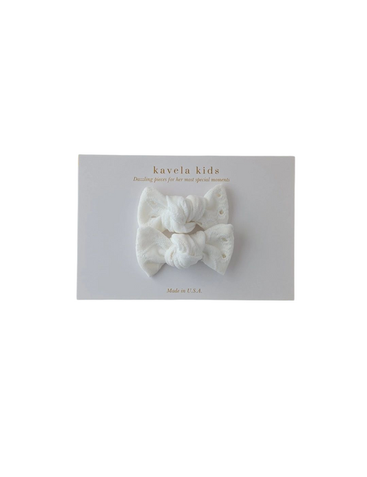White eyelet Bows | set of 2