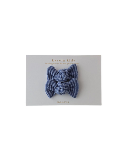 Denim Wavy Bows | set of 2