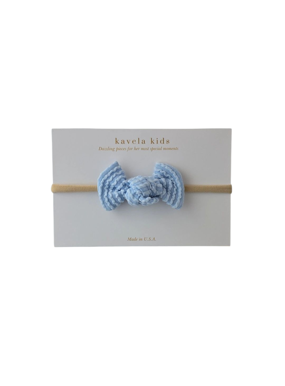 Medium Blue Wavy Bow | Nude or white nylon Headband