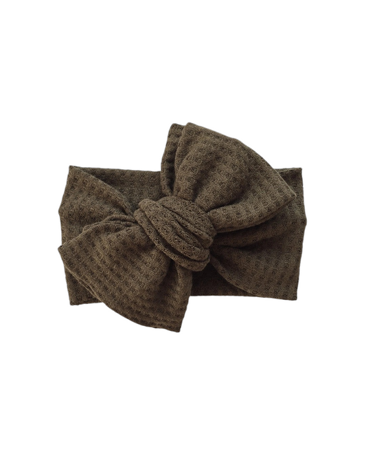 Olive waffle | Oversized Headband Bow