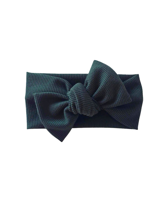 Dark green waffle Classic Headband Bow