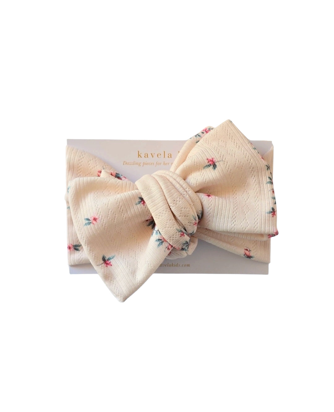 Pointelle ditsy floral Sand| Oversized Headband