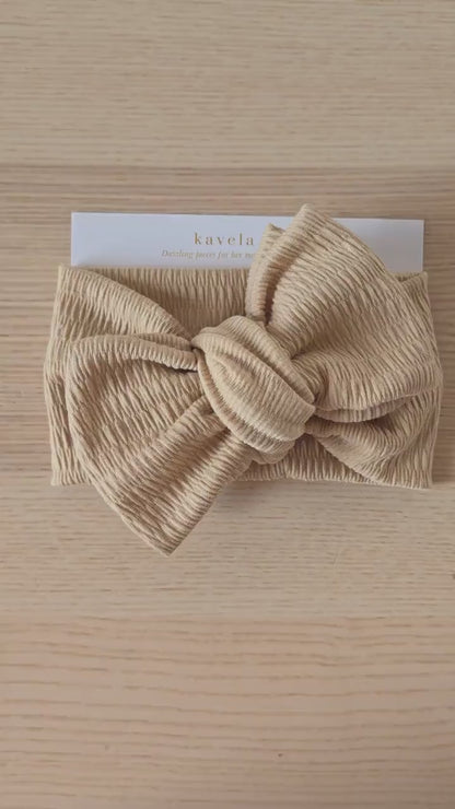 Tan | Oversized Headband Bow