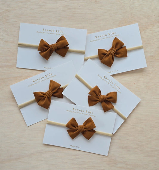 Brulée Brown Bow | Nude nylon Headband