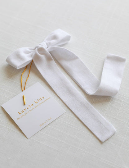 White linen long tail bow / Ribbon bow style